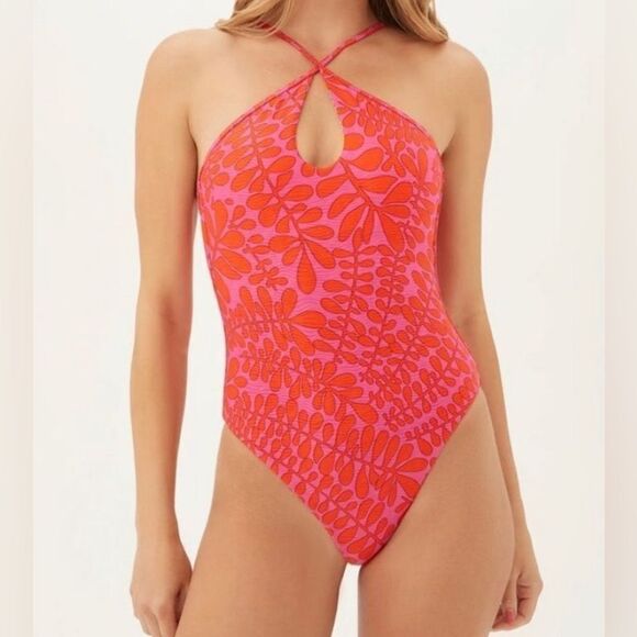 Trina Turk TRELLIS HIGH NECK REVERSIBLE ONE PIECE- SZ 8 - Picture 1 of 9